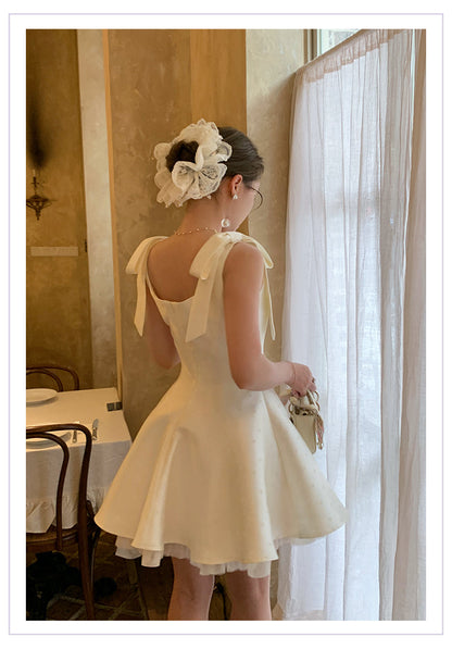 Sweet Light Apricot Square Neck Satin A-Line Short Prom Dresses Homecoming Dresses ED02721