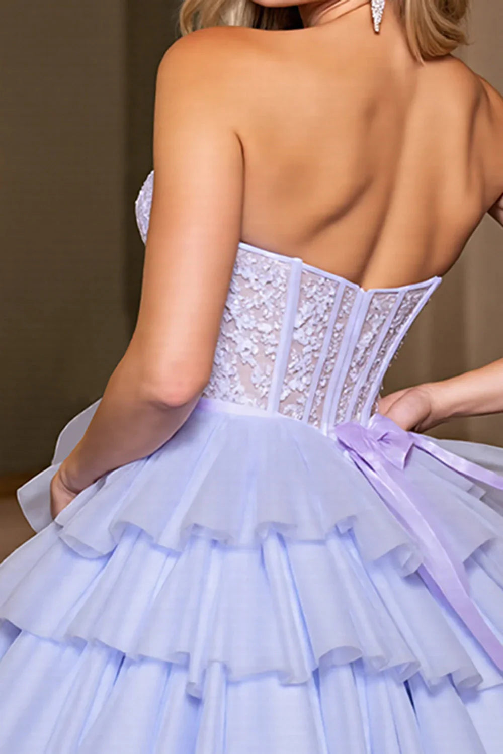 Stunning Lavender Sweetheart A-Line Tulle Lace Short Prom Dresses Homecoming Dresses ED02732