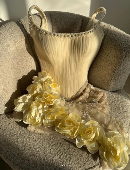 Fashion Butter Yellow Square Neck Bodycon Beaded Tulle Short Prom Dresses Gorgeous Homecoming Dresses ED02741