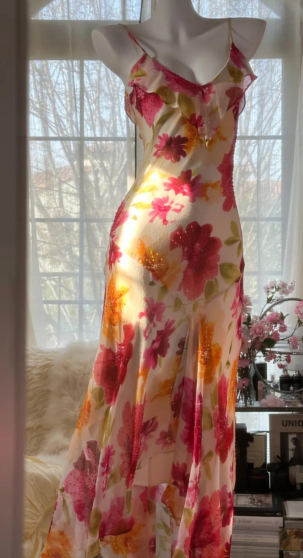 Stunning Spaghetti Straps Sheath Print Chiffon Prom Dresses Formal Evening Gowns ED02747