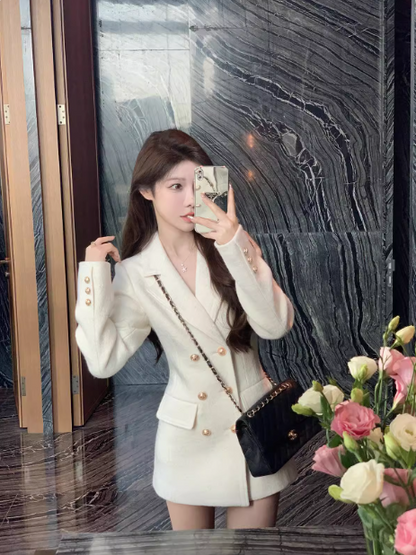 Chanel style white thick wool suit skirt ED0274
