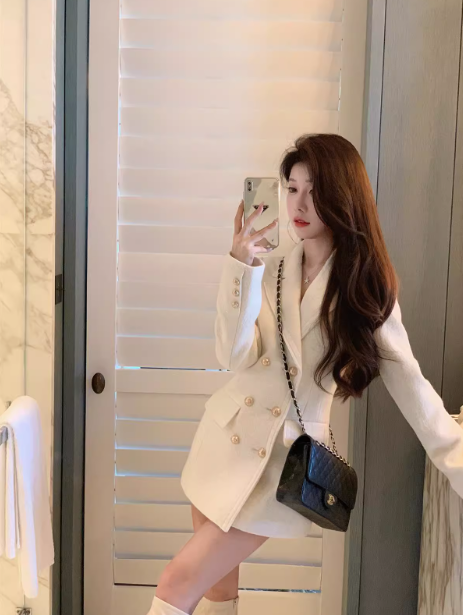 Chanel style white thick wool suit skirt ED0274