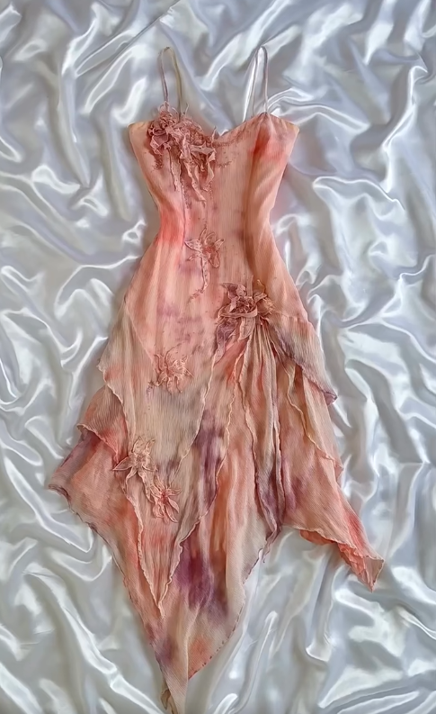 Sweet Spaghetti Straps Blush Pink Sheath Printed Chiffon Beading Short Prom Dresses with Appliques ED02786