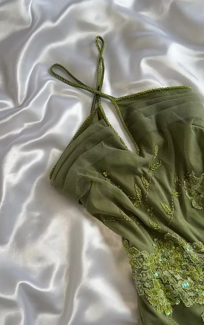 Gorgeous Green Halter Sheath Chiffon Beaded Short Prom Dresses with Appliques Vintage Party Dress ED02787