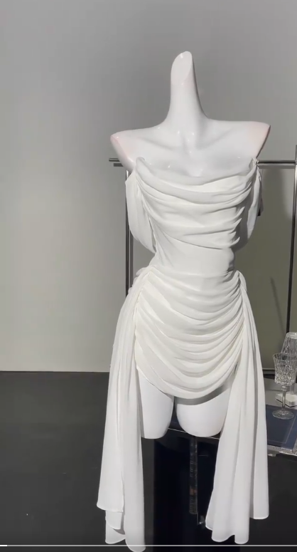 Elegant White Off Shoulder Sheath Chiffon Short Prom Dresses Fashion Homecoming Dresses ED02861