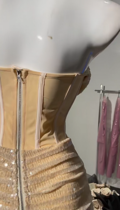 Elegant Strapless Light Champagne Bodycon Velvet Short Prom Dresses Homecoming Dresses ED02864