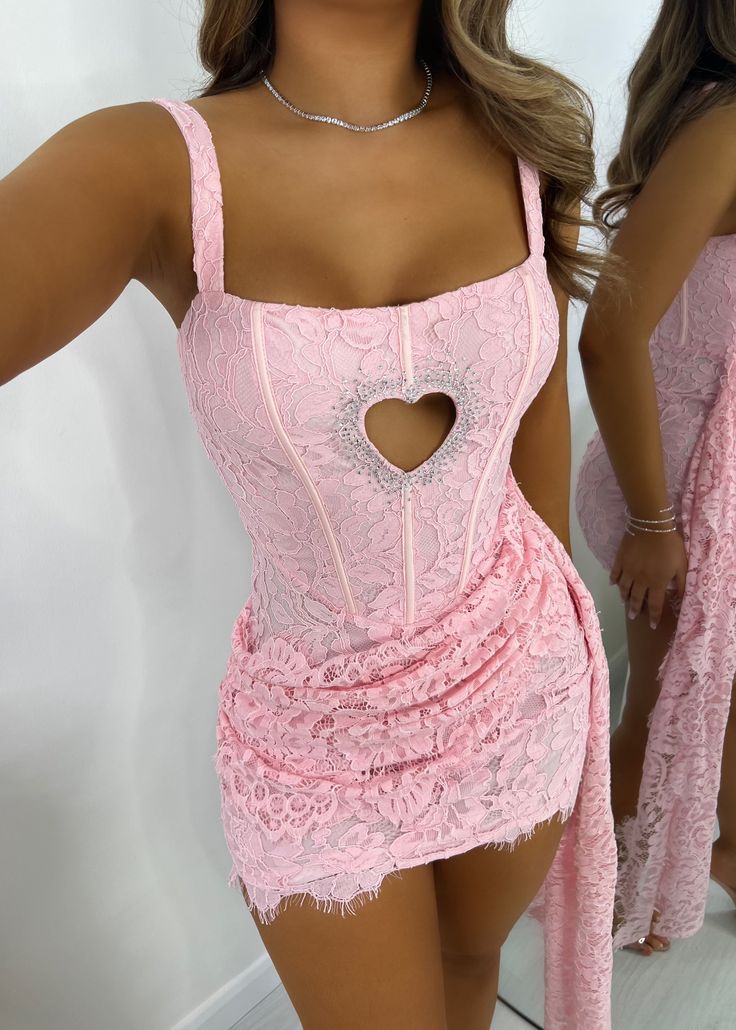 Sweet Pink Square Neck Bodycon Lace Short Party Dresses Fashion Homecoming Dresses ED02871