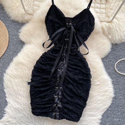 White Spaghetti Straps Bodycon Lace Short Party Dress Cocktail Dress ED02903