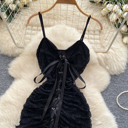 White Spaghetti Straps Bodycon Lace Short Party Dress Cocktail Dress ED02903