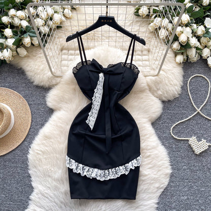 Sexy Purple Spaghetti Strap Bodycon Lace Short Party Dress ED02904