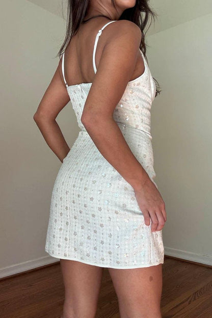 Elegant Spaghetti Straps Sheath Sequins Short Party Dresses for Cocktail Ball ED02915