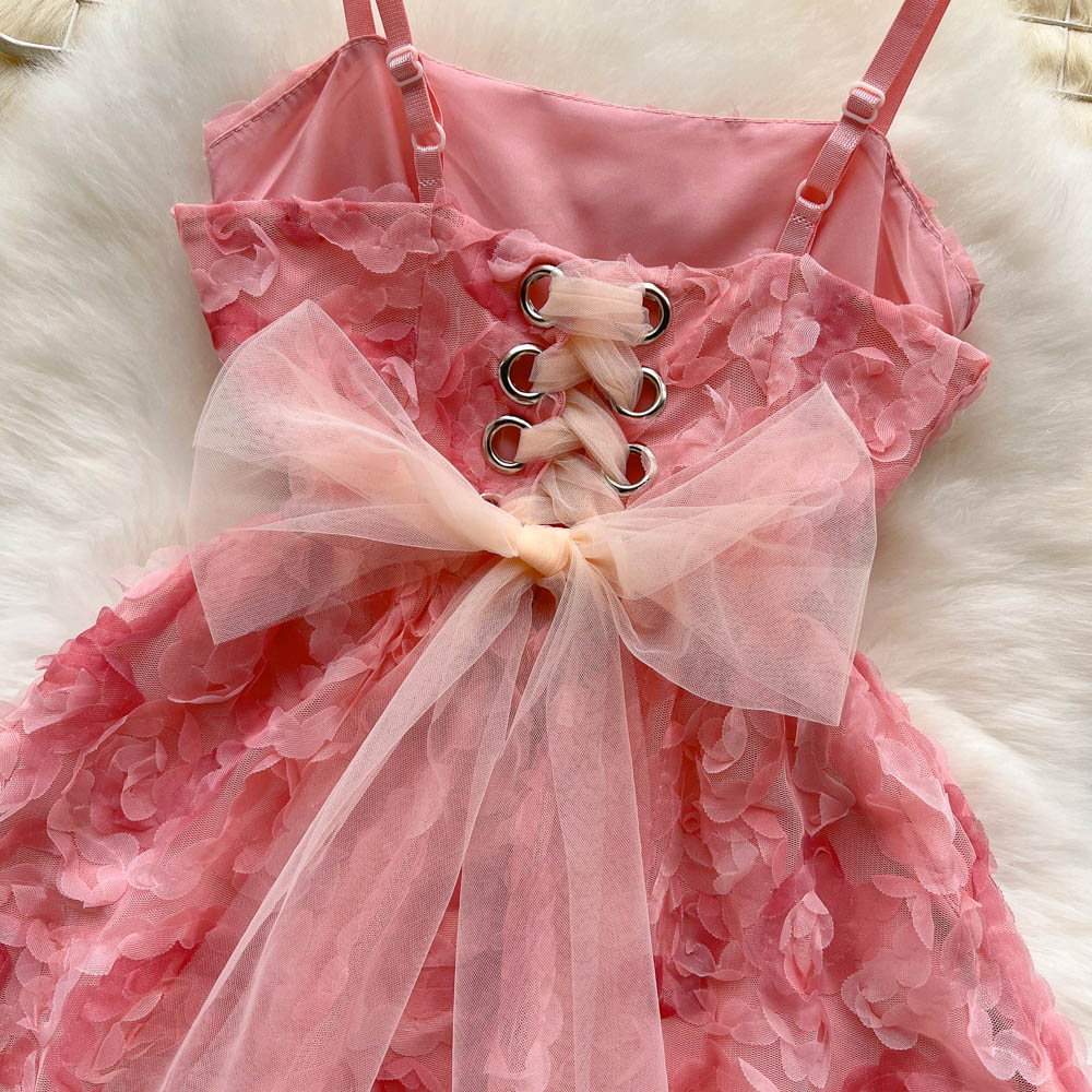 Sweetheart Pink Spaghetti Straps A-Line Printed Chiffon Short Stunning Party Dress ED02920