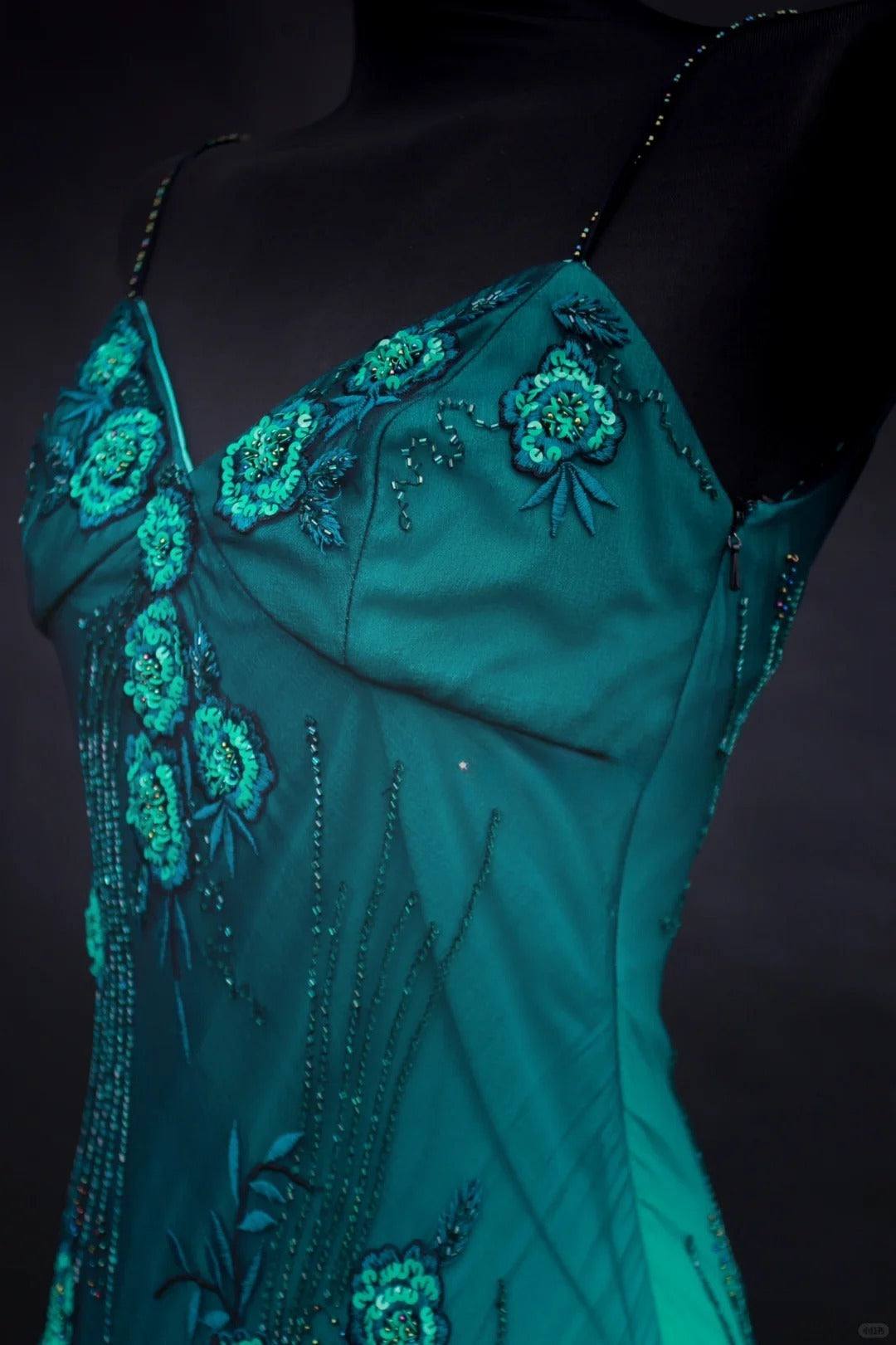 Stunning Jade Gradient Spaghetti Straps Sheath Chiffon Beading Long Prom Dresses Classic Formal Evening Gowns ED02934