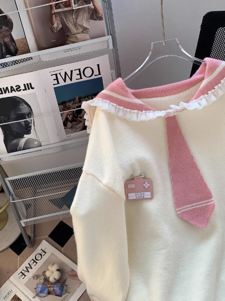 Navy Collar Preppy Pullover ED0293