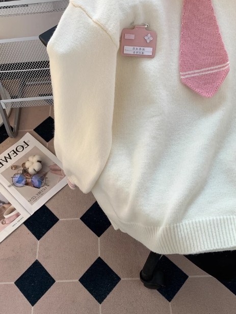 Navy Collar Preppy Pullover ED0293