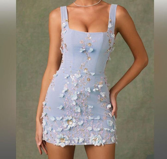 Fashion Square Neck Purple Sheath Beaded Applique Short Party Dresses Homecoming Dress ED02997