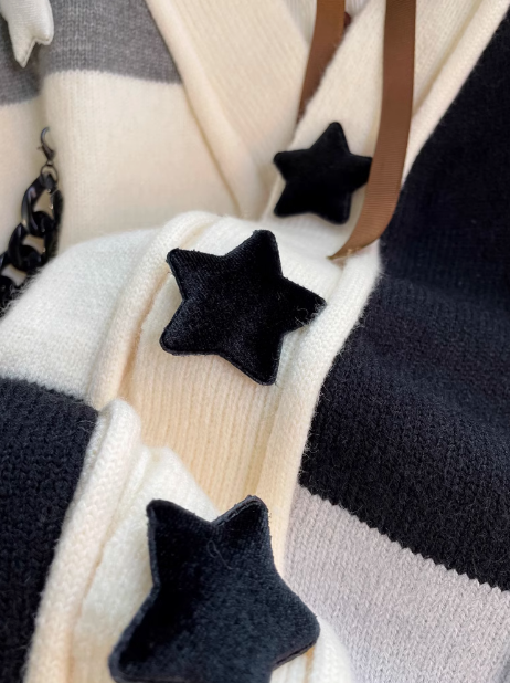 Niche patchwork loose knitted cardigan ED0300