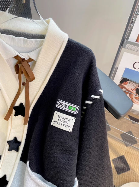 Niche patchwork loose knitted cardigan ED0300