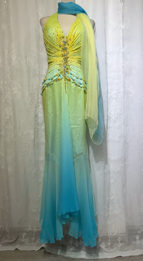 Gorgeous Middle Eastern Style Halter Mermaid Tulle Beading Long Prom Dresses Vintage Evening Gowns ED03030