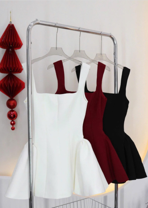 Sweet White Square Neck A-Line Satin Short Party Dresses Sweet 16 Birthday Dress ED03035