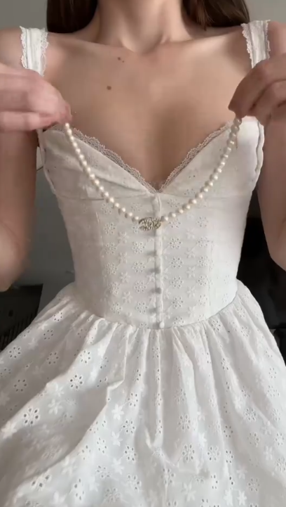 Sweet White V-Neck A-Line Lace Short Birthday Party Dress ED03037