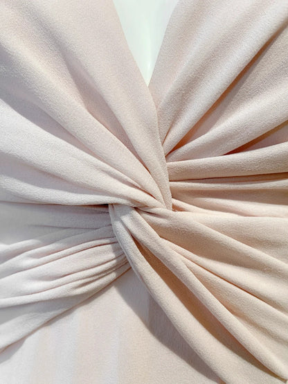 Sweet Pink V-neck Sheath Chiffon Prom Dresses Elegant Birthday Evening Gowns with Ruffles ED03100