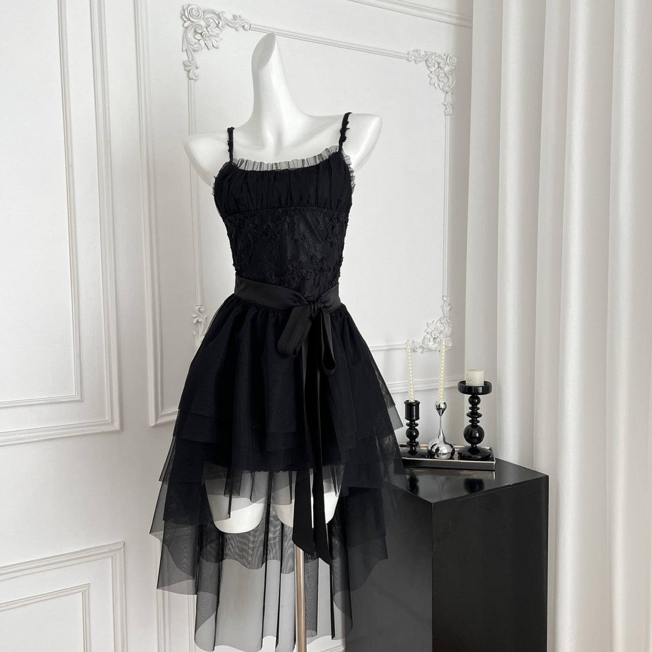 Sweet Pink Spaghetti Straps A-Line Tulle Lace Short Birthday Dress Outdoor Party Outfit ED03130