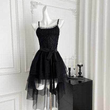 Sweet Pink Spaghetti Straps A-Line Tulle Lace Short Birthday Dress Outdoor Party Outfit ED03130