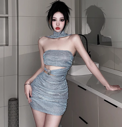 Fashion Strapless Bodycon Satin Short Prom Dresses Party Dress ED03134