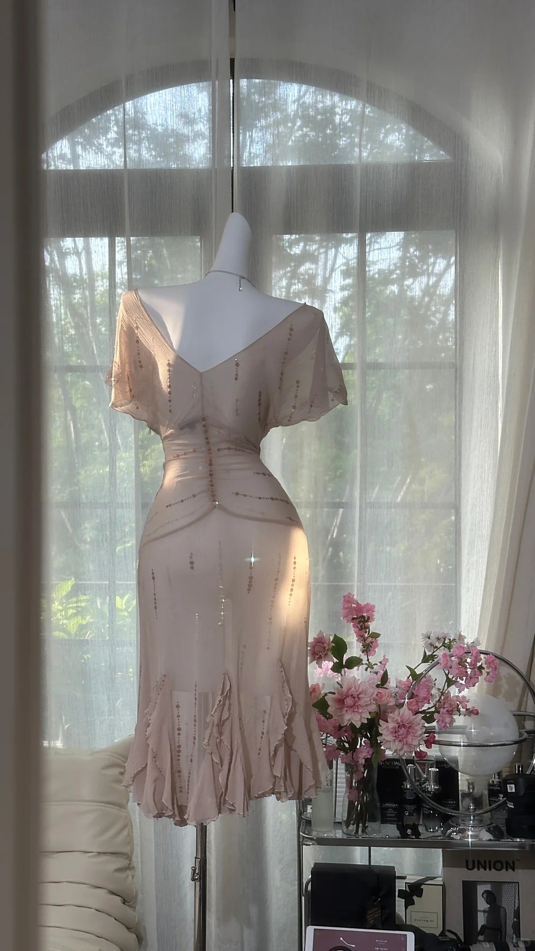 Elegant V-neck Short Sleeve Chiffon Short Dress ED03138