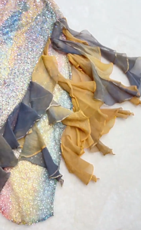 Fairytale Ombre Spaghetti Straps Sheath Beaded Short Stunning Prom Dresses with Ruffles ED03158