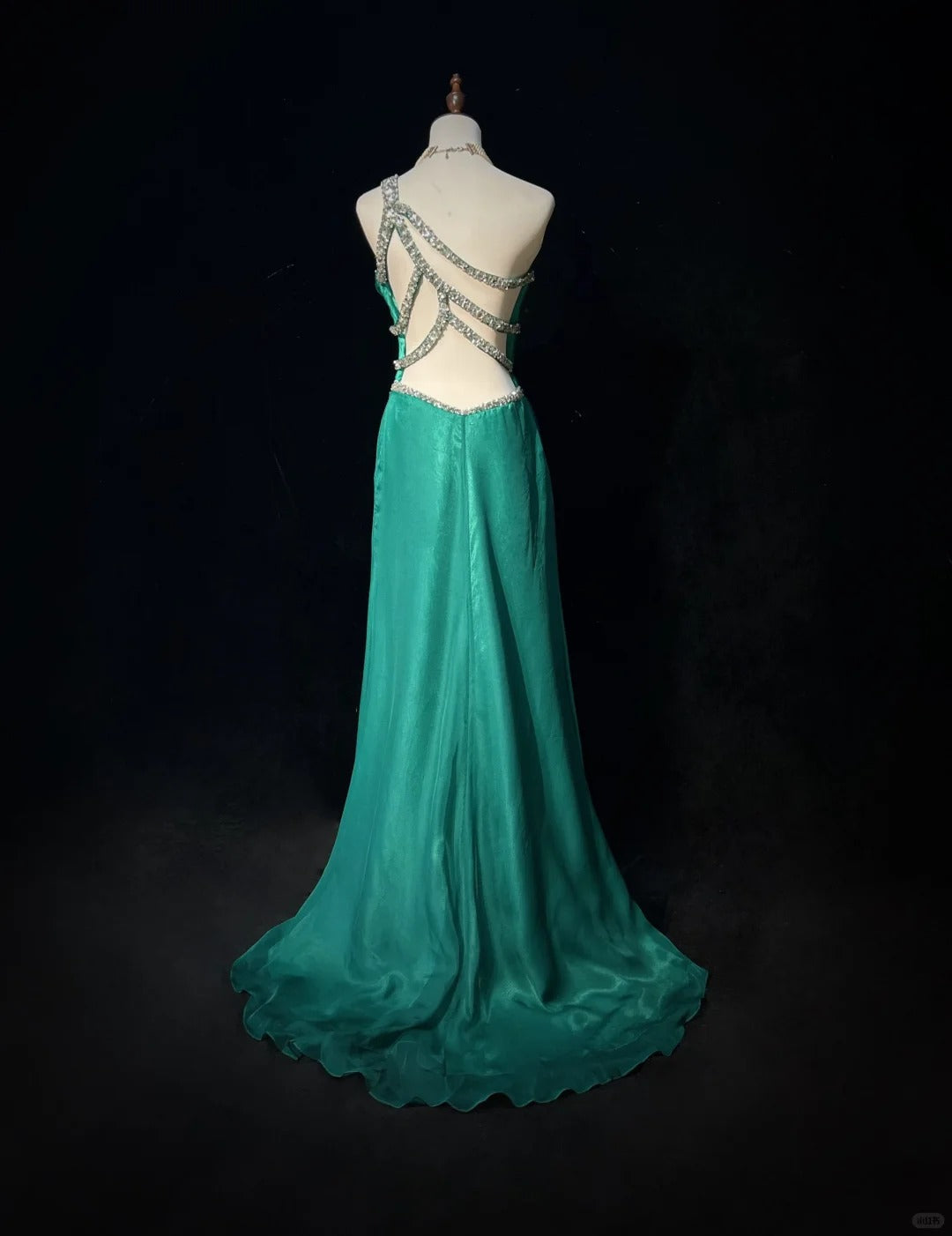 Glamour Green One Shoulder Sheath Tulle Long Prom Dresses Elegant Evening Gowns ED03187