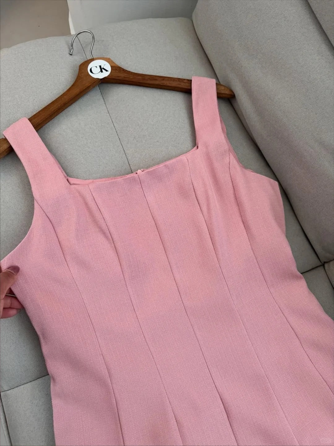 Sweet Pink Square Neck A-Line Short Birthday Dress Outdoor Party Outfit ED03197