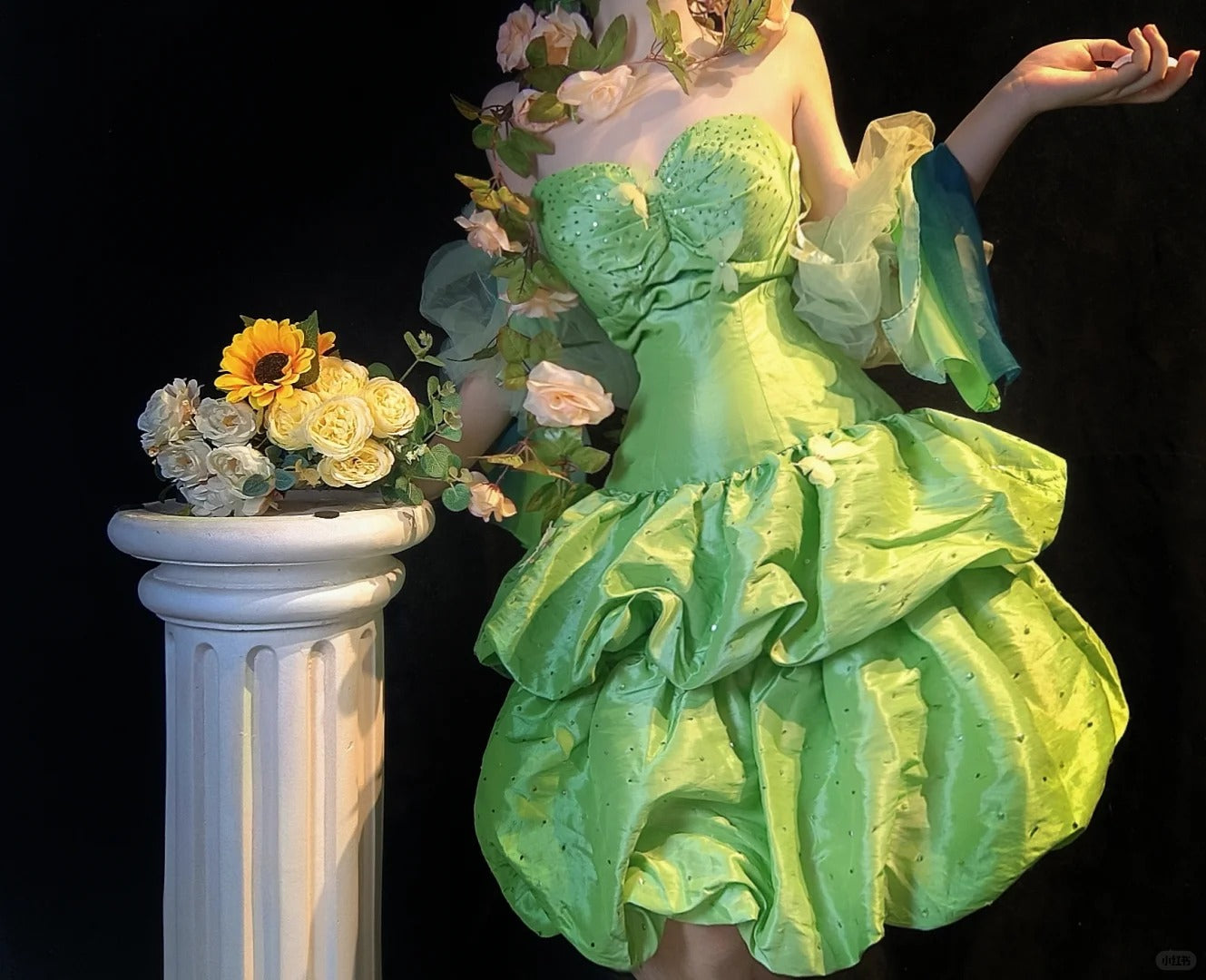 Fairytale Green Sweetheart Neck A-Line Satin Short Prom Dresses ED03199