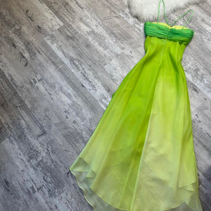 Fairytale Gradient Green Spaghetti Straps Sheath Chiffon Short Party Dress ED03203