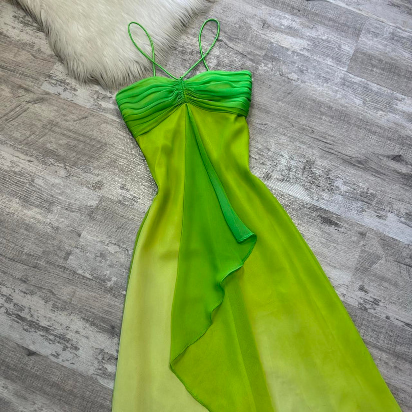 Fairytale Gradient Green Spaghetti Straps Sheath Chiffon Short Party Dress ED03203