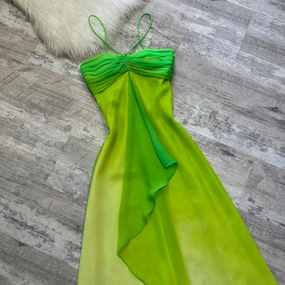 Fairytale Gradient Green Spaghetti Straps Sheath Chiffon Short Party Dress ED03203