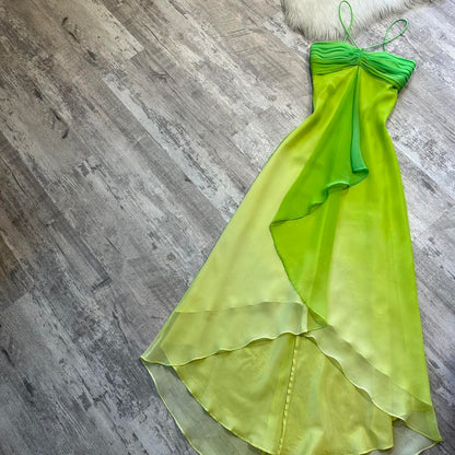 Fairytale Gradient Green Spaghetti Straps Sheath Chiffon Short Party Dress ED03203