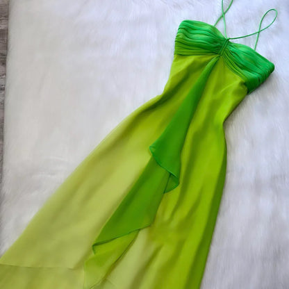 Fairytale Gradient Green Spaghetti Straps Sheath Chiffon Short Party Dress ED03203