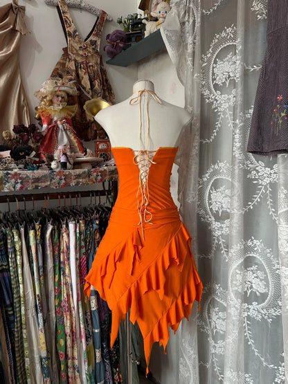 Gorgeous Orange Halter A-Line Short Prom Dresses Party Dress ED03206