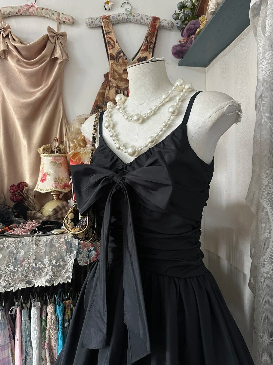 Elegant Black Spaghetti Straps A-Line Taffeta Short Prom Dresses Vintage Evening Gowns ED03212