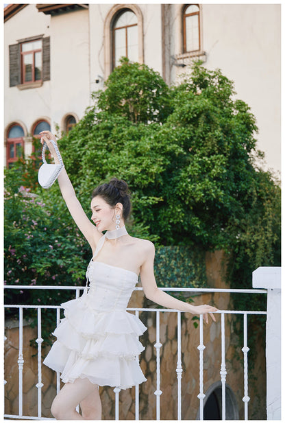 Fashion White A-Line Strapless Chiffon Short Homecoming Dress Sweet 16 DressED03277