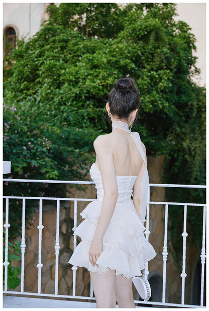 Fashion White A-Line Strapless Chiffon Short Homecoming Dress Sweet 16 DressED03277