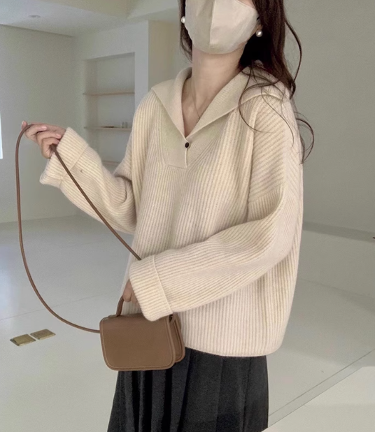 Autumn and winter lapel raccoon fleece sweater ED0330