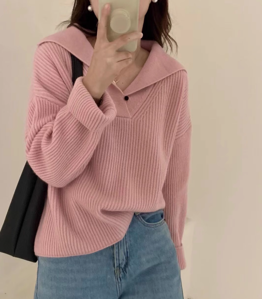 Autumn and winter lapel raccoon fleece sweater ED0330