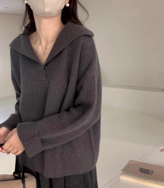 Autumn and winter lapel raccoon fleece sweater ED0330