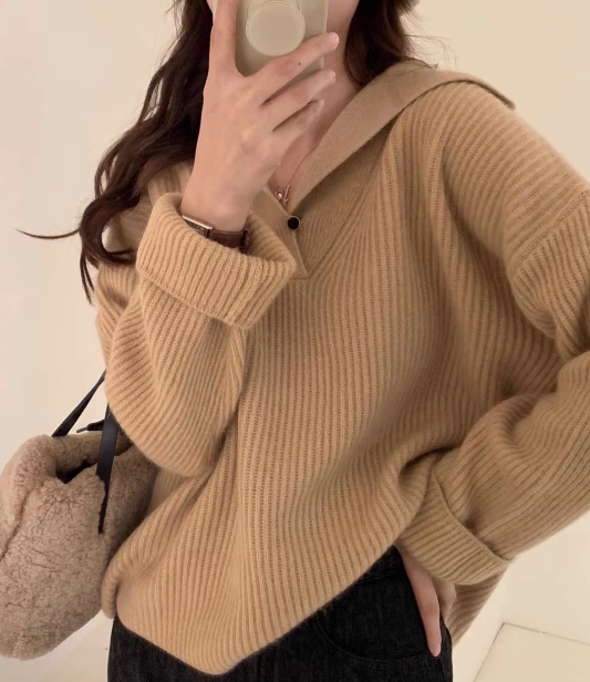 Autumn and winter lapel raccoon fleece sweater ED0330