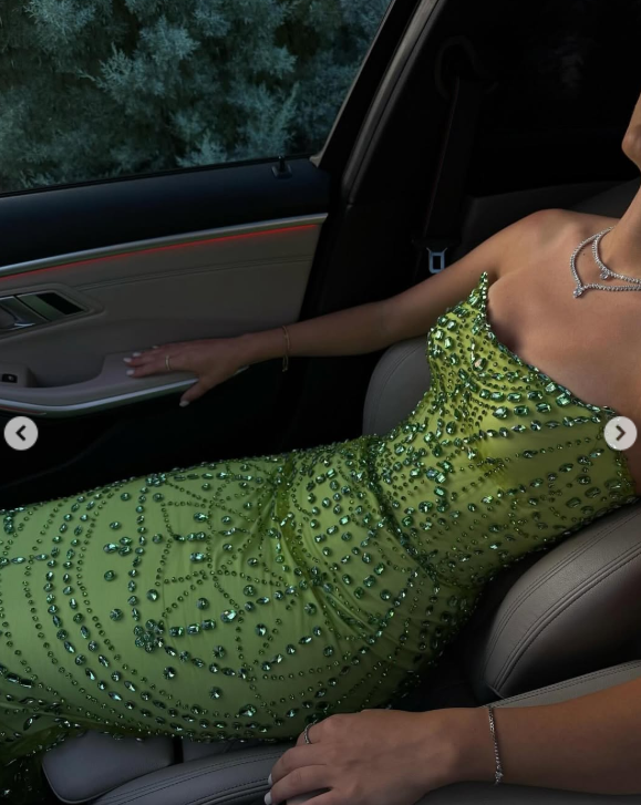 Elegant Green Sheath Strapless Satin Long Prom Dresses, Rhinestone Formal Evening Dresses ED03313