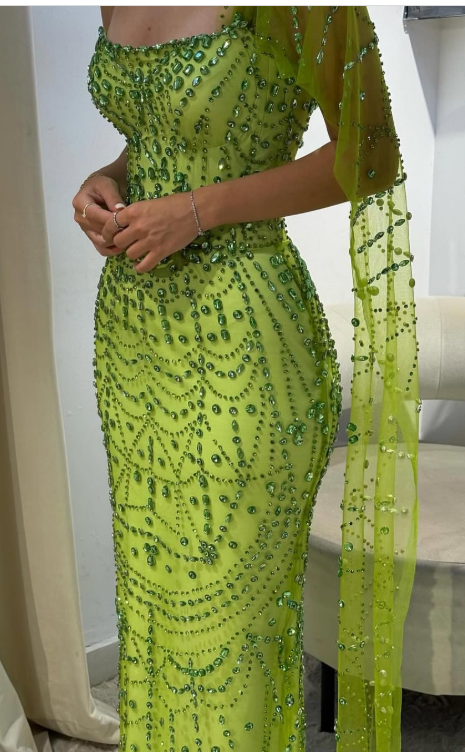 Elegant Green Sheath Strapless Satin Long Prom Dresses, Rhinestone Formal Evening Dresses ED03313