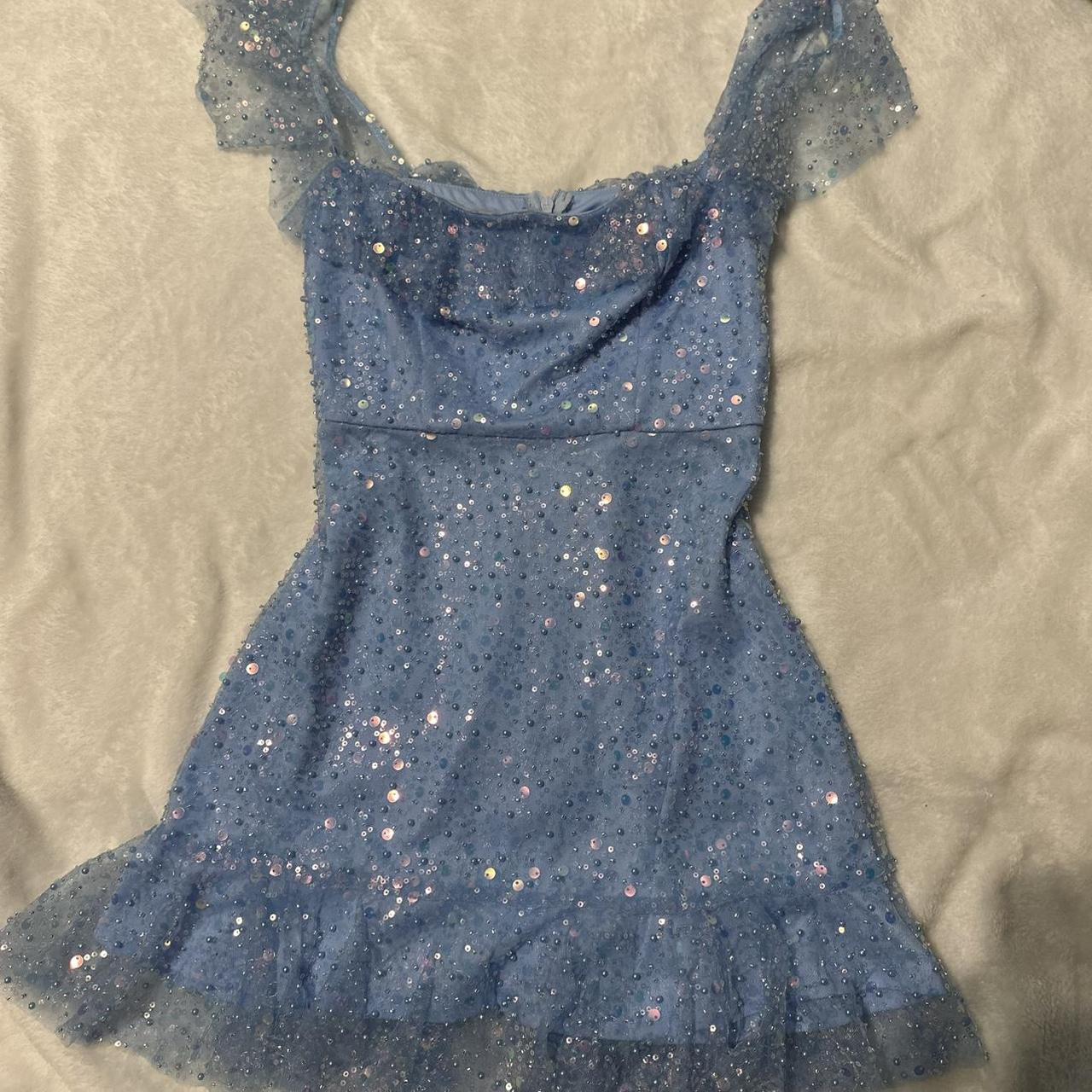 Gorgeous Sky Blue Square Neck Sheath Tulle Beaded Short Homecoming Dresses ED03331